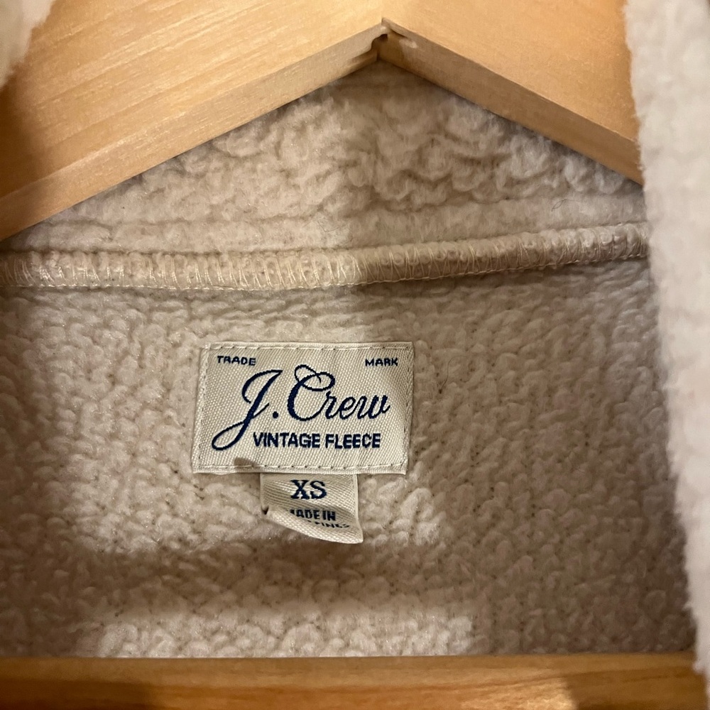 J.Crew cream tan vintage fleece Sherpa cozy button up teddy jacket winter layer - Picture 4 of 5